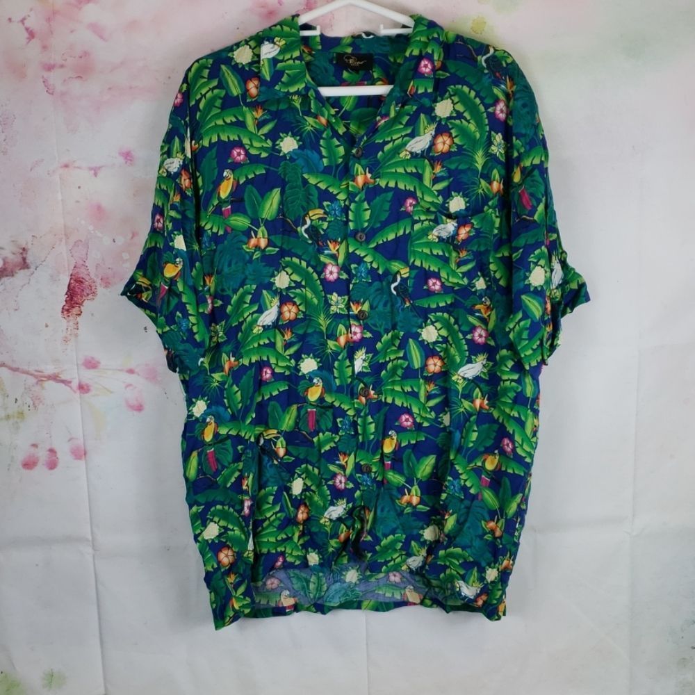 Flavor wear Vintage Tropical Bird Rayon Shirt